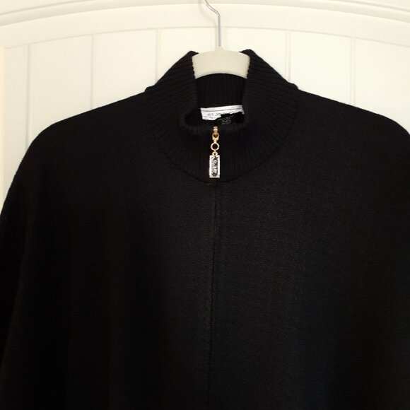St. John Sport Oversized Full Zip Mock Neck 3/4 Sleeve Sweater Black Size S - Picture 4 of 14